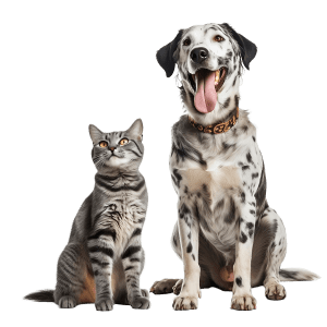 Gato e cão dálmata
